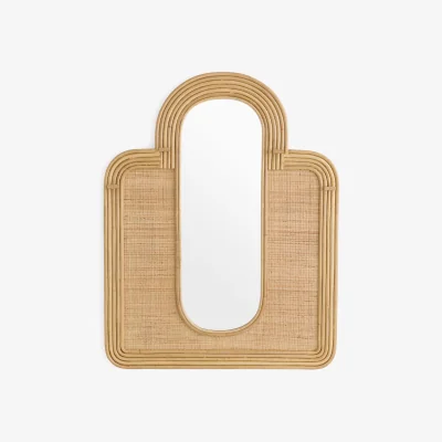 La Redoute Rivia Entrance Mirror with 4 Rattan Hooks