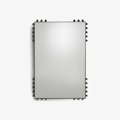 La Redoute Arama Mirror with Nickel Lacquer Finish and Beaded Edging, H96cm
