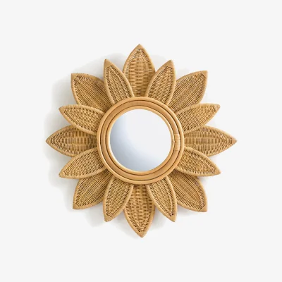 La Redoute Nogu Floral 60cm Diameter Rattan Mirror