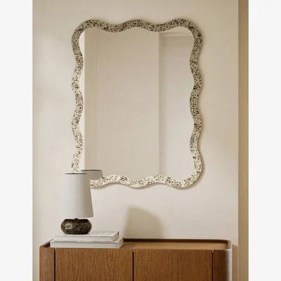 Marks & Spencer M&S Dappled Effect Scalloped Wall Mirror Brown
