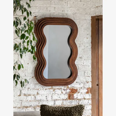 Marks & Spencer Gallery Home Hasker Wooden Medium Wavy Wall Mirror Brown