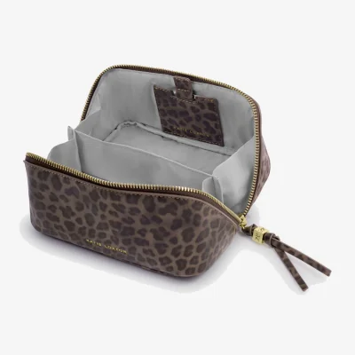 Marks & Spencer Katie Loxton Leopard Print Mirror Makeup Bag Brown