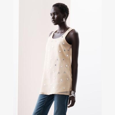 Marks & Spencer Autograph Women's Mirror Embellished Sleeveless Longline Top - 12 - Neutral, Neutral