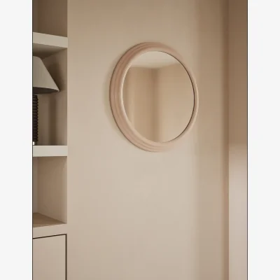 Marks & Spencer M&S Ribbed Gloss Round Wall Mirror Beige