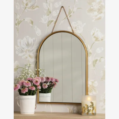 Marks & Spencer Laura Ashley Roughton Small Arch Hanging Wall Mirror Polished Brass