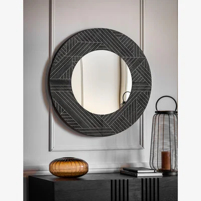 Marks & Spencer Gallery Direct Kakuda Large Round Wall Mirror - Black, Black