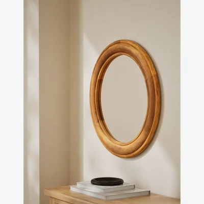 Marks & Spencer M&S Wide Wood Round Wall Mirror Natural