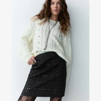 Marks & Spencer Per Una Mirror Quilted Embellished Mini Skirt Black