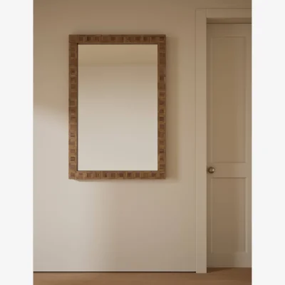 Marks & Spencer M&S Hugo Marquetry Wood Rectangular Wall Mirror Natural