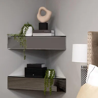 My Furniture Inga Smoked Mirror Floating Corner Unit
