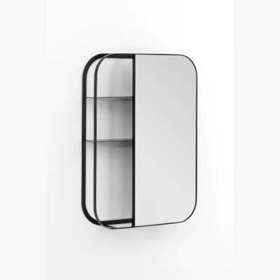 My Furniture Stria Wall Mirror with Shelves – Black