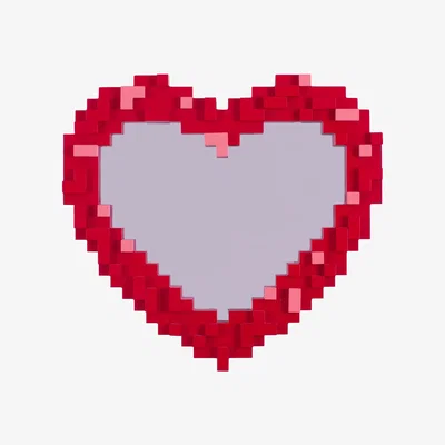 Made in Design Pixel - Heart Wall mirror wood red / 55.5 x 51.5 cm - Seletti