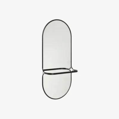 Made in Design Carry Wall mirror metal black / Integrated Towel rail - H 102 cm - HÜBSCH