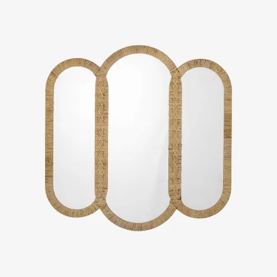Made in Design Cardiz Wall mirror cane & fibres beige / Rattan - 80 x 80 cm - Bloomingville
