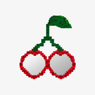 Made in Design Pixel - Cherries Wall mirror wood red / 70 x 76 cm - Seletti