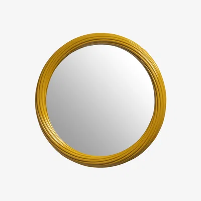 Made in Design Churros Wall mirror plastic material yellow / Ø 33.5 cm - & klevering