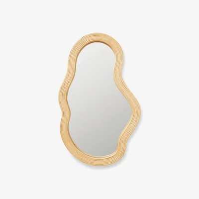 Made in Design Pond Medium Wall mirror cane & fibres beige / Rattan - W 40 x H 72.5 cm - Ferm Living