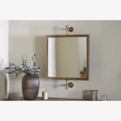Nkuku nkuku Visala Square Swivel Wall Mirror | Mirrors | Antique Brass