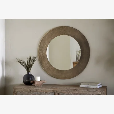 Nkuku nkuku Moto Round Mirror | Mirrors | Antique Brass
