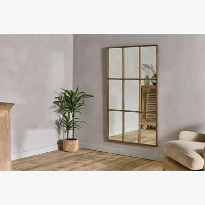 Nkuku Nkuku Kurci Rectangular Full Length Mirror | Mirrors Wall Art & Clocks | Antique Brass