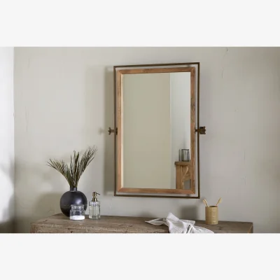Nkuku nkuku Mar Swivel Wall Mirror | Mirrors | Antique Brass/Natural