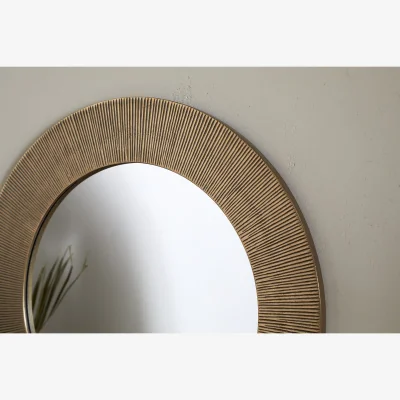 Nkuku nkuku Putali Etched Mirror | Mirrors | Antique Brass
