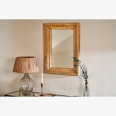 Nkuku Nkuku Nalda Reclaimed Wood Carved Mirror | Mirrors Wall Art & Clocks | Natural | Small