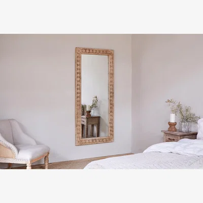 Nkuku nkuku Tannir Carved Mango Wood Mirror | Mirrors | Natural