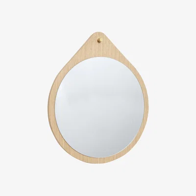 Nordic Nest Hübsch Wall mirror Ø64 cm Oak wood