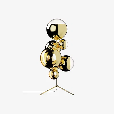 Nordic Nest Tom Dixon Mirror Ball chandelier floor lamp LED 181 cm Gold