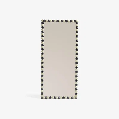 OKA OKA, Bobina Floor-Standing Mirror - Vellum/Distressed Black, Wall Mirror