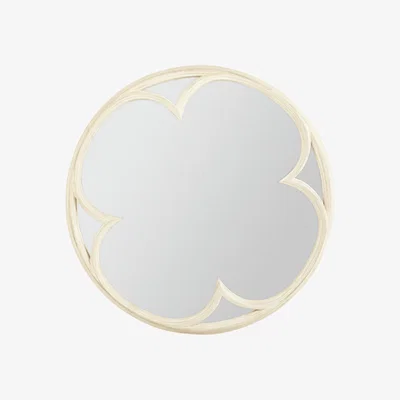 OKA OKA, Clover Quatrefoil Mirror - Distressed Gray, Mirrors, Glass/Wood