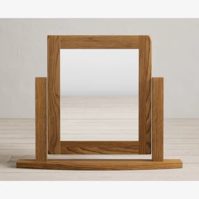 Oak&More Country Rustic Solid Oak Swivel Dressing Table Mirror