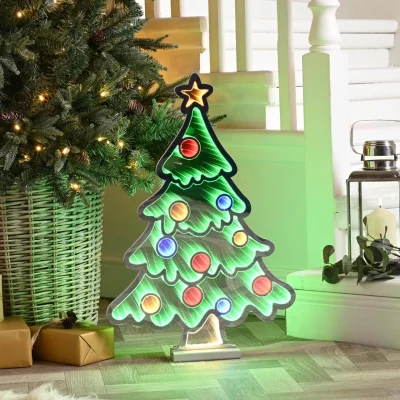 Downtown Premier Standing Christmas Tree Infinity Mirror - 60cm In Multicolour