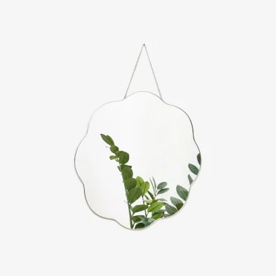 Oliver Bonas Flora Silver Scalloped Hanging Wall Mirror