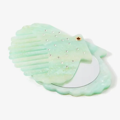 Oliver Bonas Sawyer Green Shimmer Shell Hair Comb & Mirror