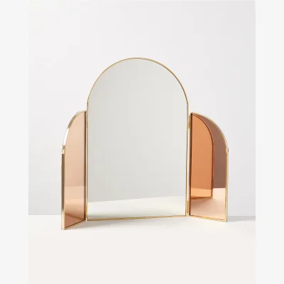 Oliver Bonas Arch Triple Gold & Glass Dressing Table Mirror