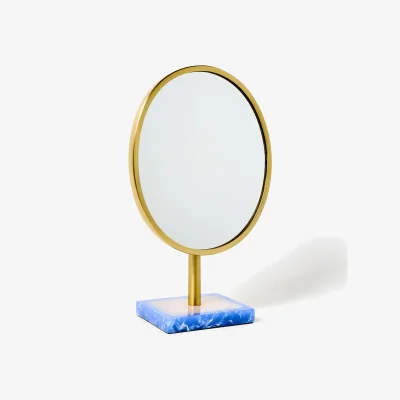 Oliver Bonas Oval Blue & White Resin Dressing Table Mirror