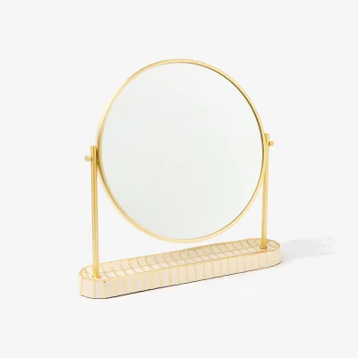 Oliver Bonas Cilo Gold & Cream Round Dressing Table Mirror