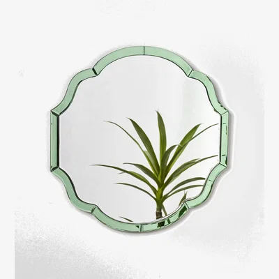 Oliver Bonas Aurora Green Round Wall Mirror