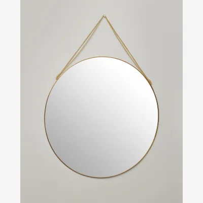 Oliver Bonas Round Gold Hanging Wall Mirror Extra Large