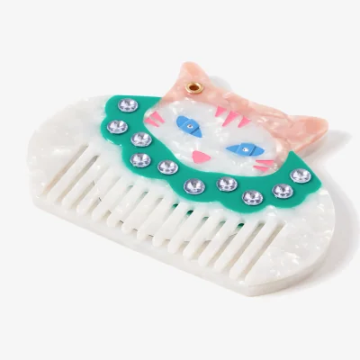 Oliver Bonas Jinx Cat Resin Hair Comb & Mirror