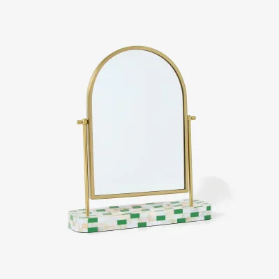 Oliver Bonas Amara Mother of Pearl & Green Resin Dressing Table Mirror