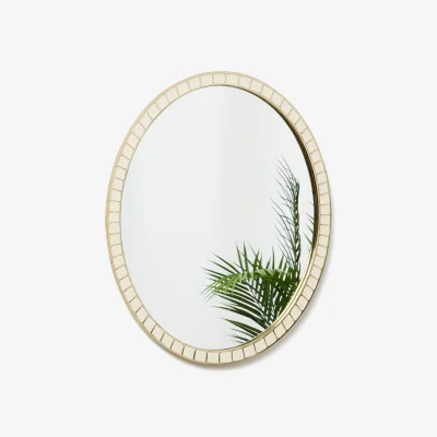 Oliver Bonas Cilo Cream & Gold Oval Wall Mirror
