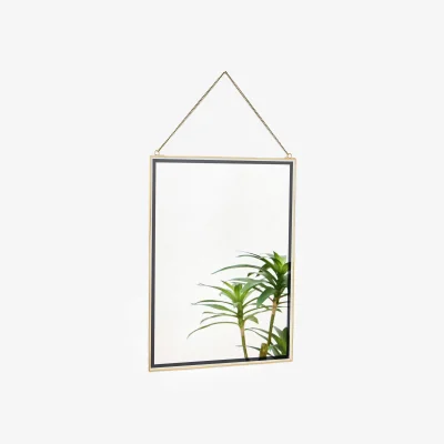 Oliver Bonas Rectangle Black & Gold Hanging Wall Mirror