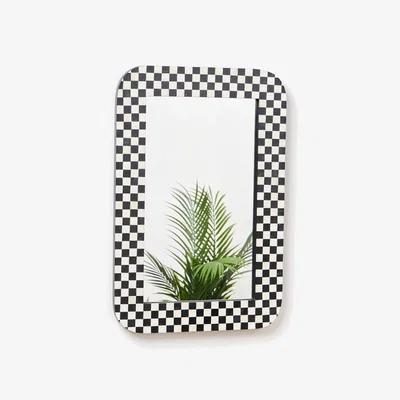 Oliver Bonas Chequerboard Monochrome Bone & Resin Rectangle Wall Mirror