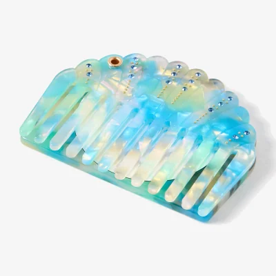 Oliver Bonas Scallop Shell Blue Hair Comb & Mirror