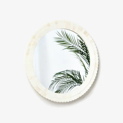 Oliver Bonas Amina Round Scalloped Bone Wall Mirror