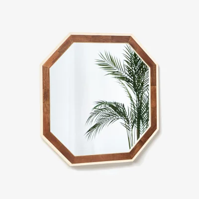 Oliver Bonas Menton Hexagonal Wood & Resin Wall Mirror
