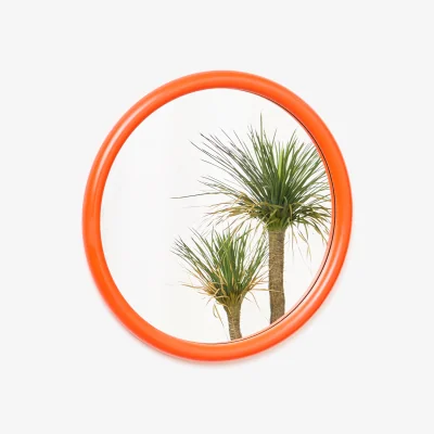 Oliver Bonas Bloc Wooden Orange Round Wall Mirror